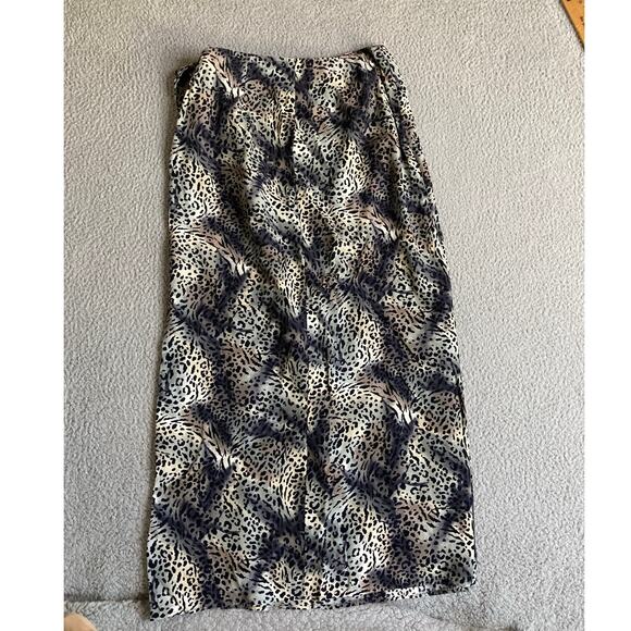 Vintage Ilyse Hart Midi Wrap Skirt 8 Medium Animal Print Flowy Boho Beach Y2K - Picture 10 of 16